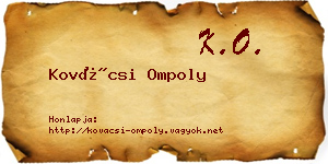 Kovácsi Ompoly névjegykártya